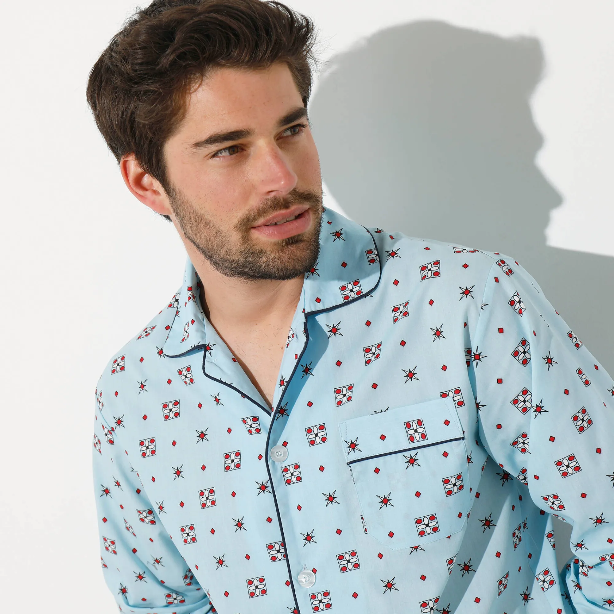 Pyjama En Kamerjas<Blancheporte Bedrukte pyjama in popeline van polyester/katoen blauw
