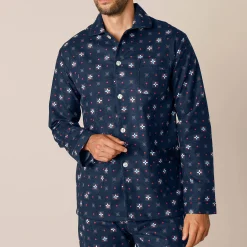 Pyjama En Kamerjas<Blancheporte Bedrukte pyjama met knopen, in flanel marine