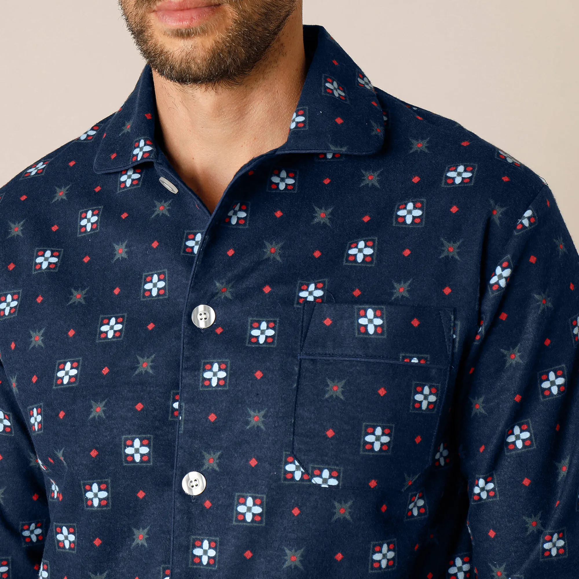 Pyjama En Kamerjas<Blancheporte Bedrukte pyjama met knopen, in flanel marine