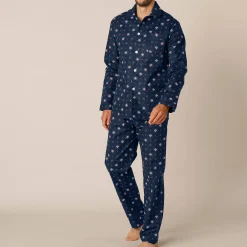 Pyjama En Kamerjas<Blancheporte Bedrukte pyjama met knopen, in flanel marine