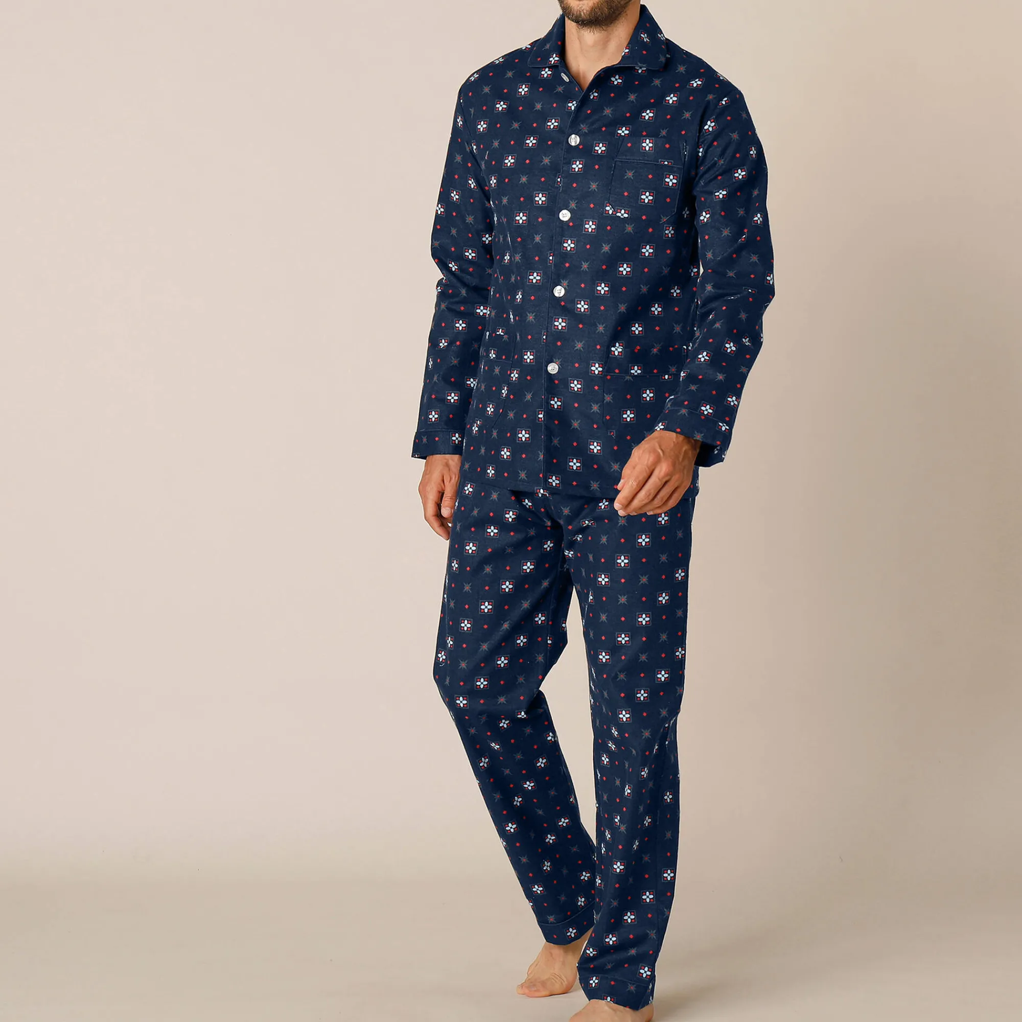 Pyjama En Kamerjas<Blancheporte Bedrukte pyjama met knopen, in flanel marine