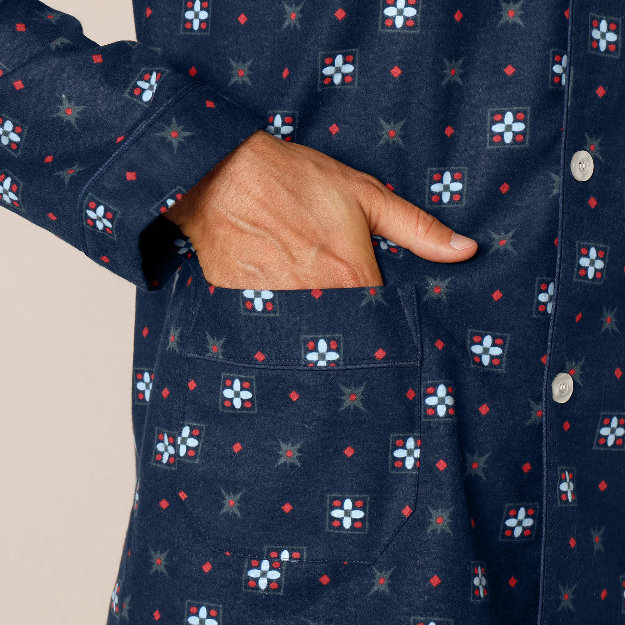 Pyjama En Kamerjas<Blancheporte Bedrukte pyjama met knopen, in flanel marine