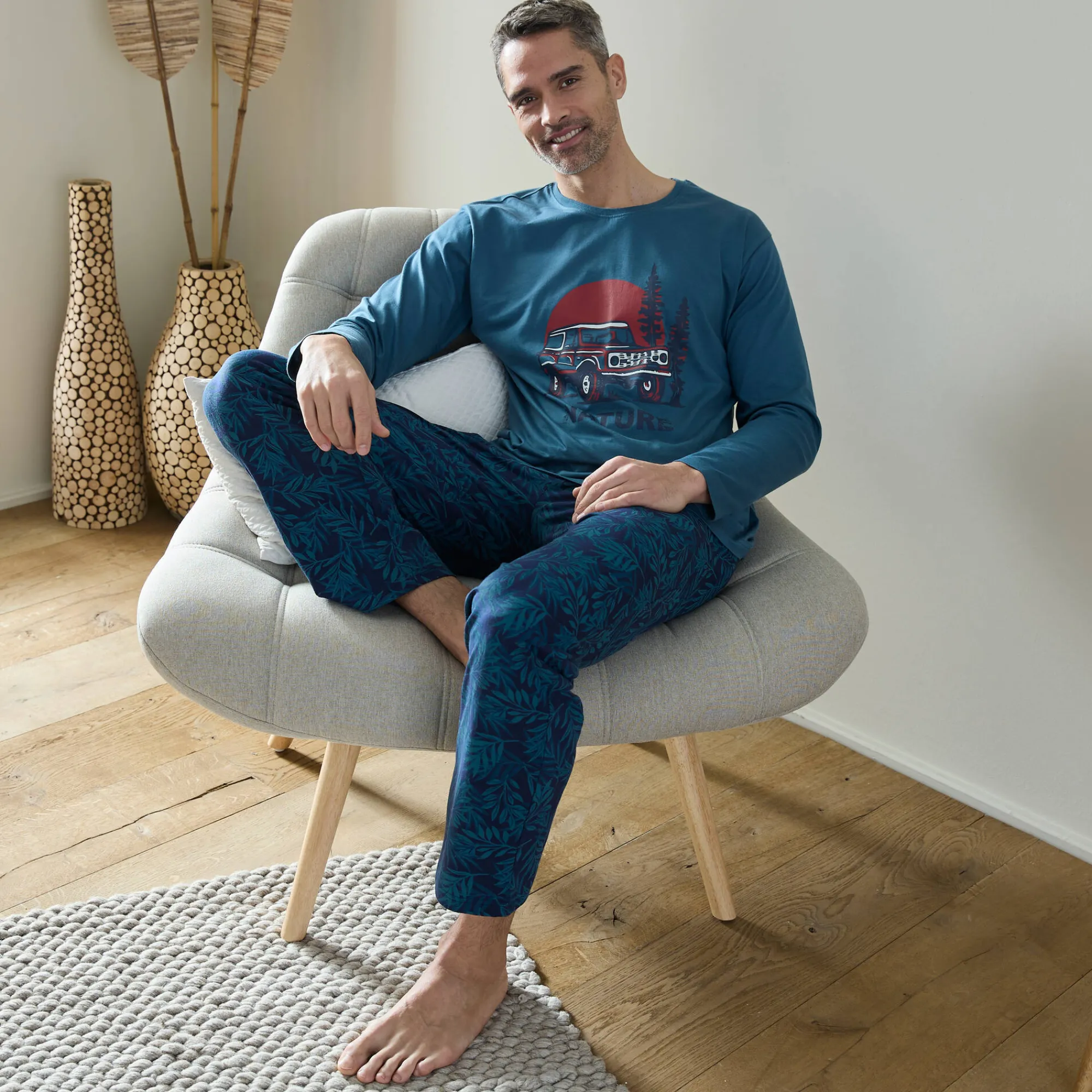 Pyjama En Kamerjas<Blancheporte Bedrukte pyjamabroek blauw