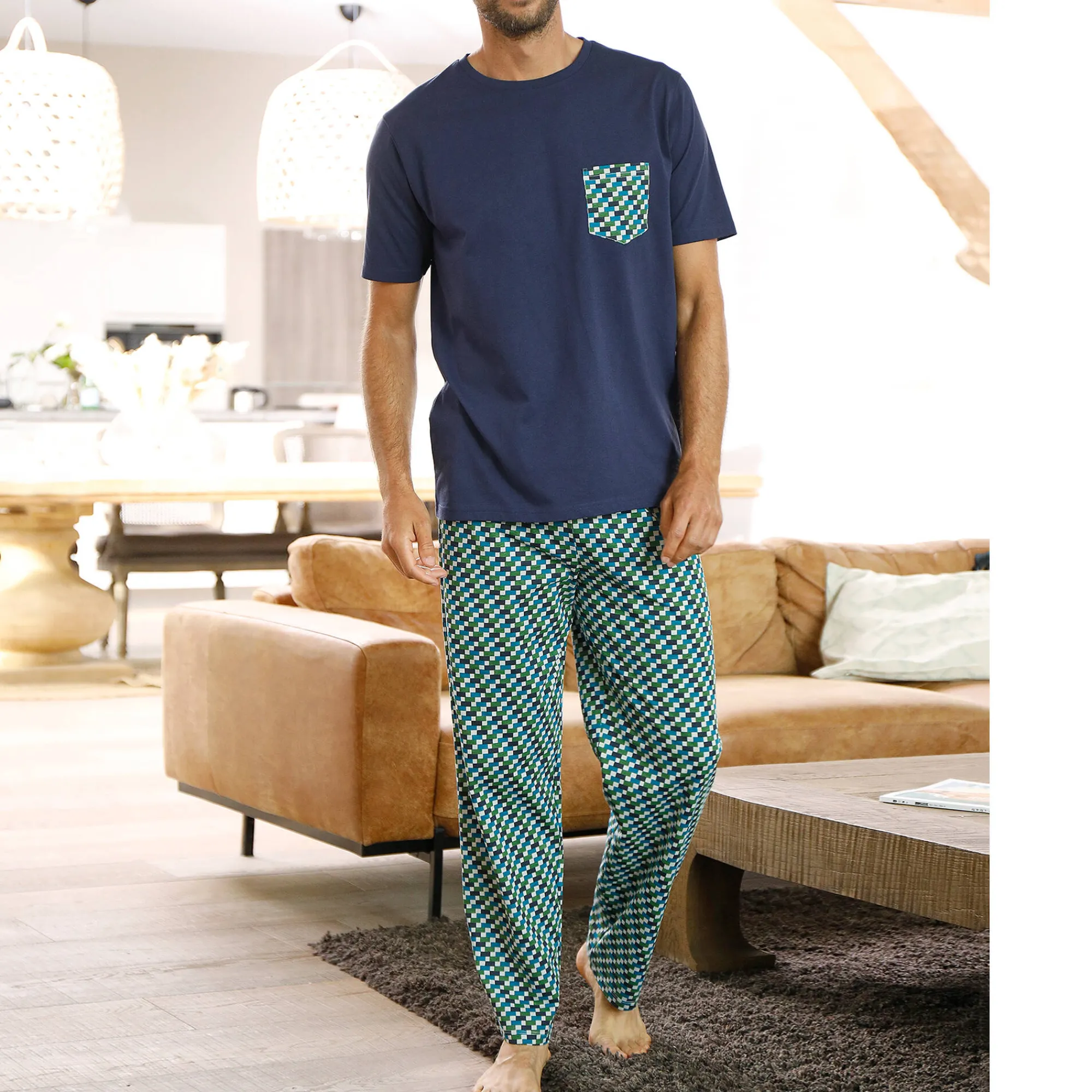 Pyjama En Kamerjas<Blancheporte Bedrukte pyjamabroek marine / blauw