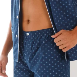 Pyjama En Kamerjas<Blancheporte Bedrukte shortama in popeline marine