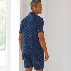 Pyjama En Kamerjas<Blancheporte Bedrukte shortama in popeline marine