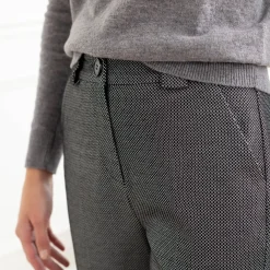 Broek<Blancheporte Bedrukte slimbroek, miilanotricot zwart / grijs