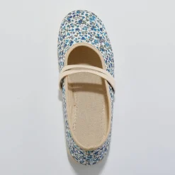 Sloffen|Sloffen<Blancheporte Bedrukte sloffen met riempjes blauw