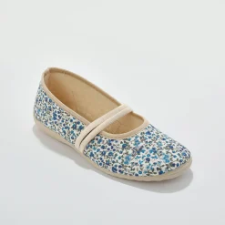 Sloffen|Sloffen<Blancheporte Bedrukte sloffen met riempjes blauw