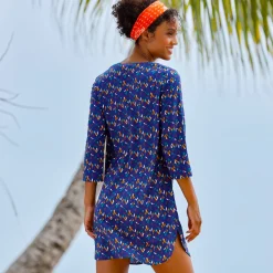 Bloes En Tuniek<Blancheporte Bedrukte strandtuniek blauw / paars