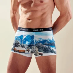 Ondergoed<Blancheporte Bedrukte stretch microvezel boxershorts - set van 2 blauw