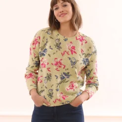 Trui En Vest<Blancheporte Bedrukte trui met ronde hals groen / roze