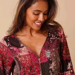 Bloes En Tuniek<Blancheporte Bedrukte tuniek met rits zwart / kersenrood