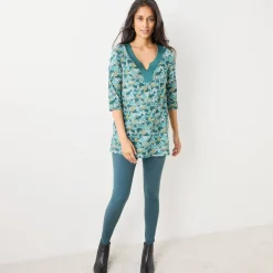 T-Shirt En Topje|Bloes En Tuniek<Blancheporte Bedrukte tuniek met V-hals groen / honing