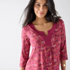 T-Shirt En Topje|Bloes En Tuniek<Blancheporte Bedrukte tuniek met V-hals pruim / roze