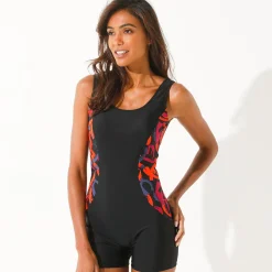 Badmode|Badmode<Blancheporte Bedrukte zwemcombishort, Lohena zwart / oranje