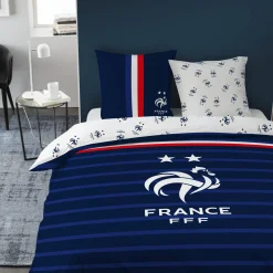 Delige Bedlinnenset<FFF Bedset met print - katoen blauw