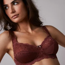 Beha<Confidence Lingerie Beha in glanstricot en kant Salford zonder beugels - set van 2 chocolade + taupe
