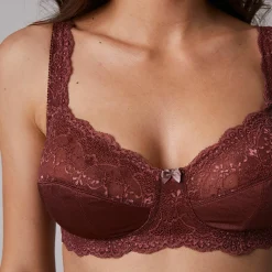 Beha<Confidence Lingerie Beha in glanstricot en kant Salford zonder beugels - set van 2 chocolade + taupe