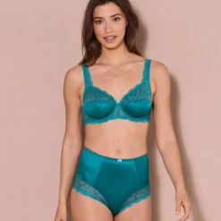 Beha<Confidence Lingerie Beha in glanstricot en kant Salford met beugels - set van 2 laguneblauw + smaragd