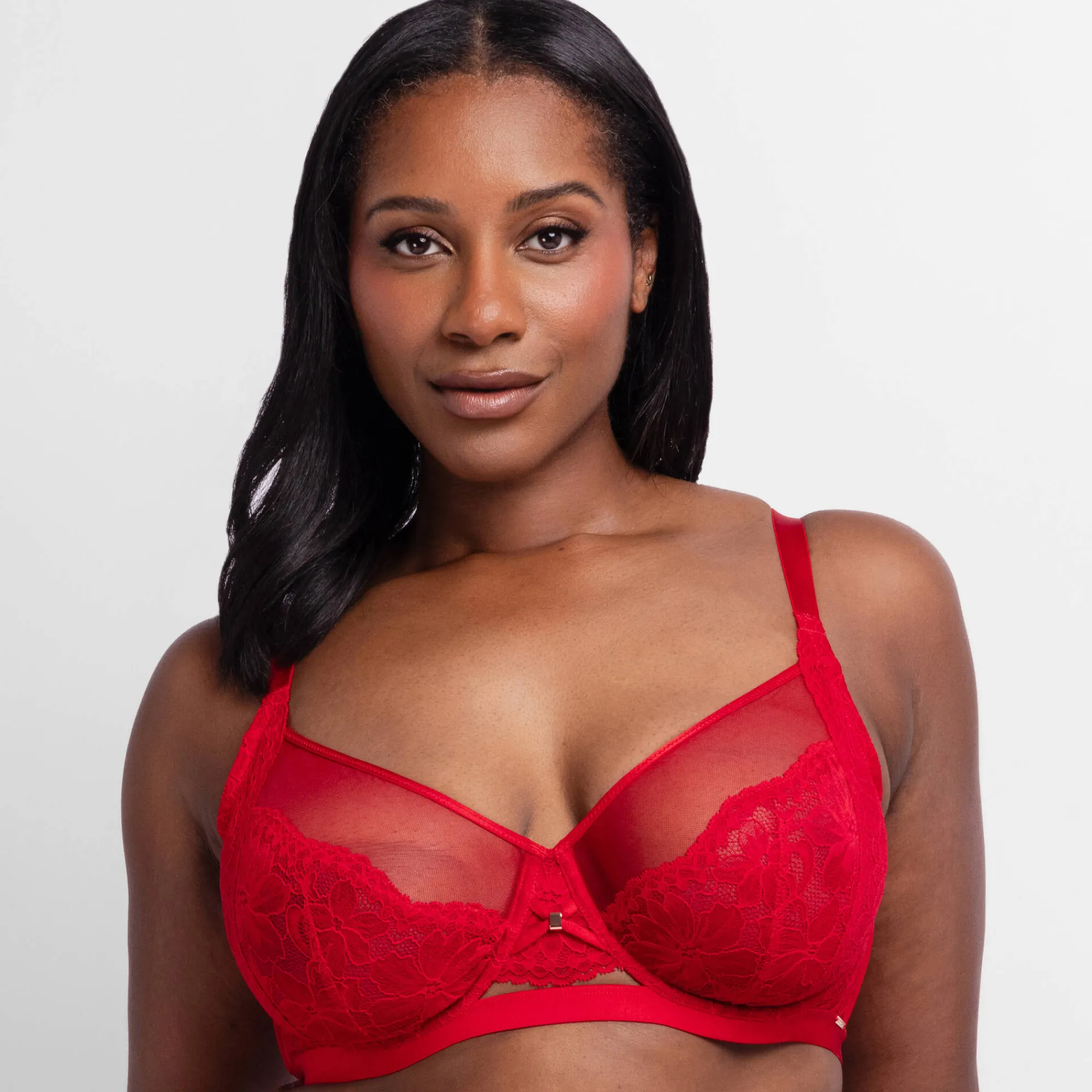 Beha<dorina Beha in kant en tule Jemma - met beugels rood