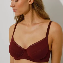 Beha<Blancheporte Beha in stretchkatoen met beugels - set van 2 aubergine + nude