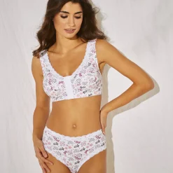 Beha<Confidence Lingerie Beha met sluiting voor, in bedrukt katoen Capella - zonder beugels wit