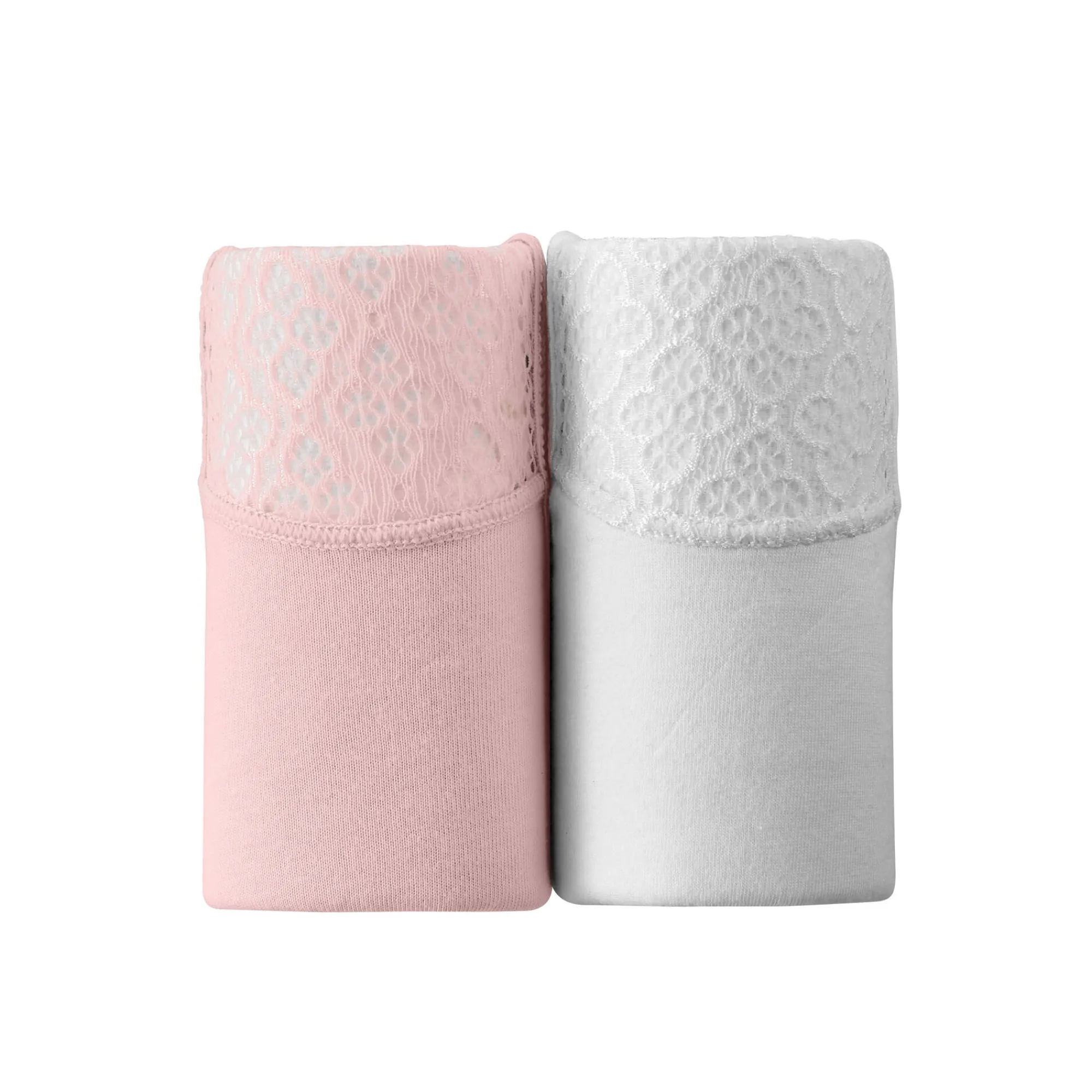Beha<Blancheporte Behatopje in katoen met kanten rug - set van 2 wit + poeder