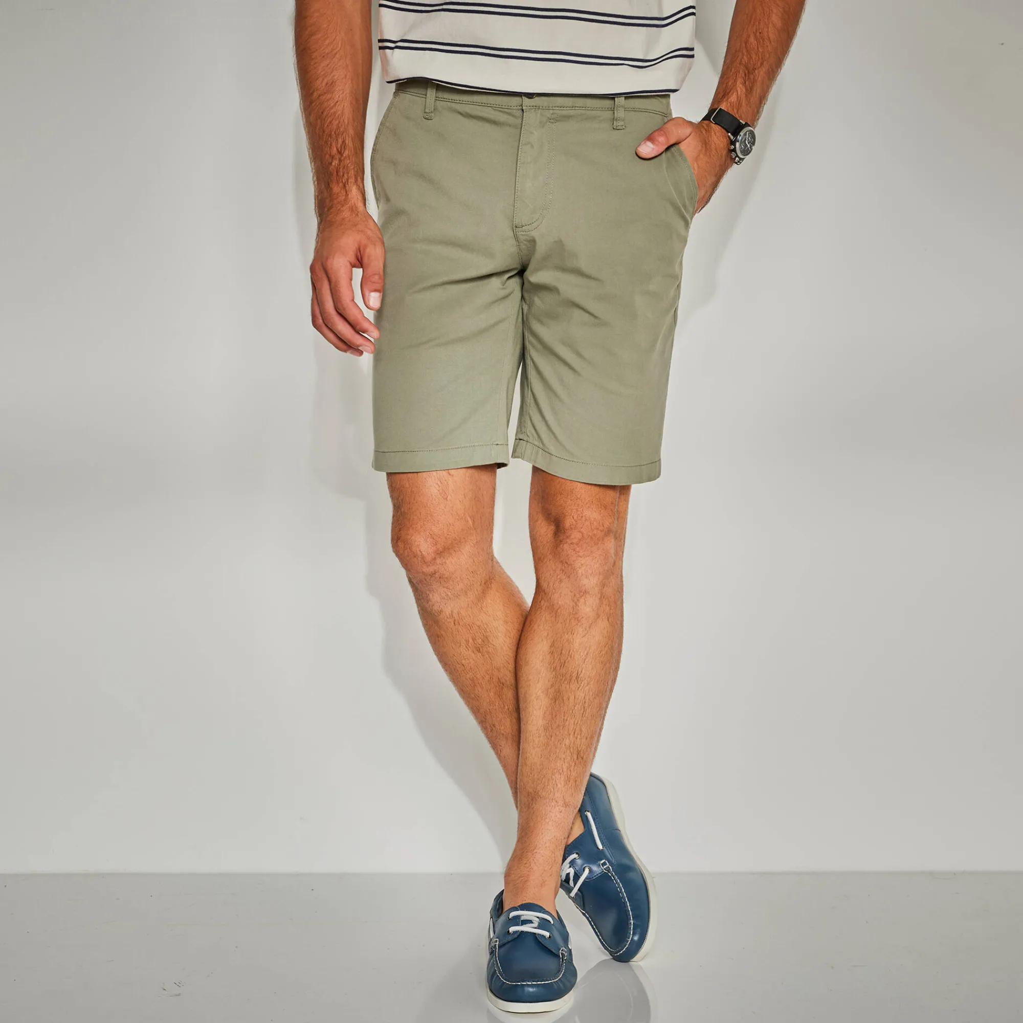 Short En Bermuda<Blancheporte Bermuda chino uni toile sergé stretch morphologie classique lichtkaki