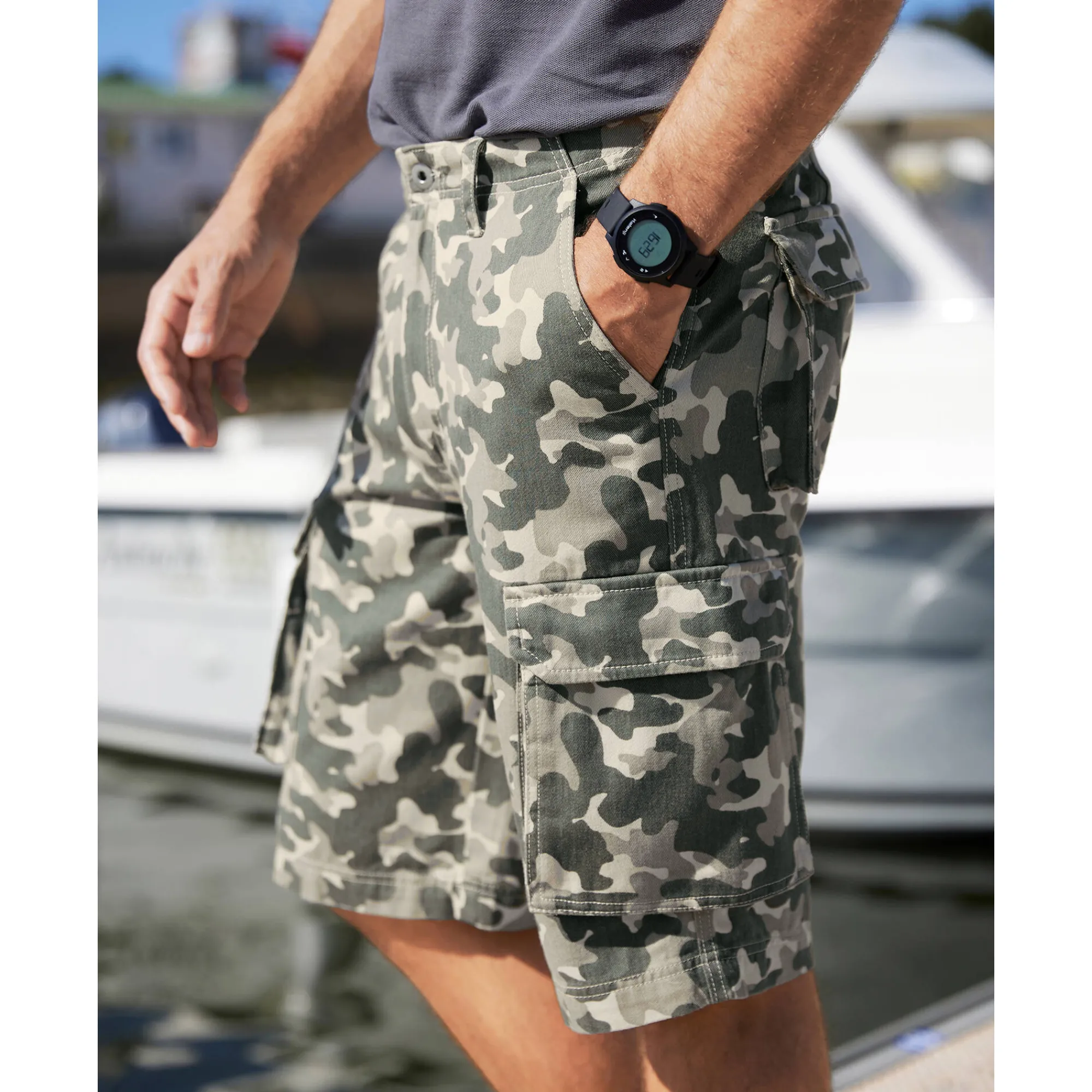 Short En Bermuda<Blancheporte Bermuda in canvas met camouflageprint lichtkaki