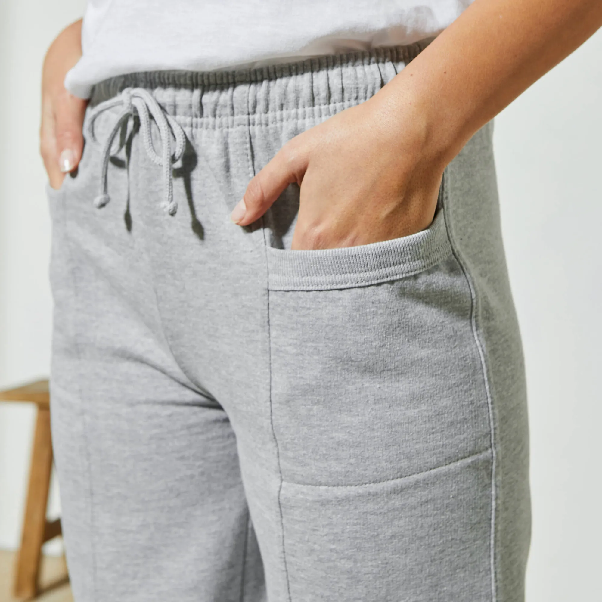 Short<Blancheporte Bermuda in geruwd molton chiné grijs