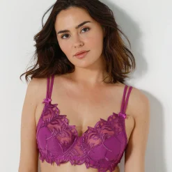 Beha<Confidence Lingerie Beugelbeha in geborduurde tattootule - set van 2 groen + paars