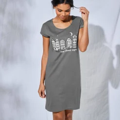 Nachthemd<Blancheporte Bigshirt - set van 2 antraciet + grijs