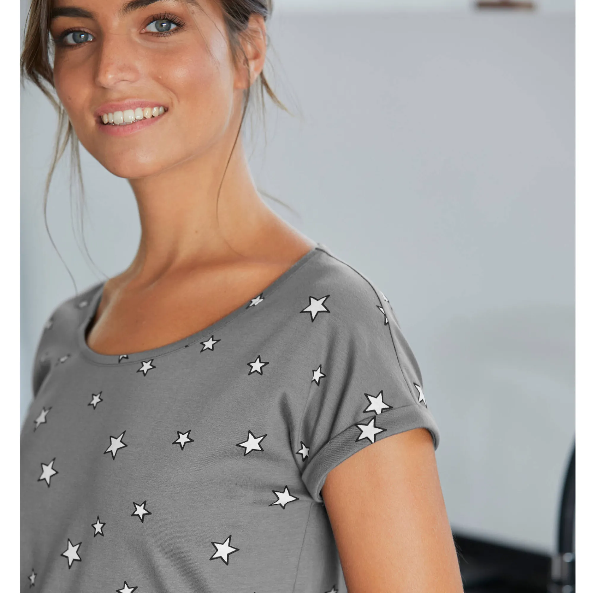 Nachthemd<Blancheporte Bigshirt - set van 2 antraciet + grijs