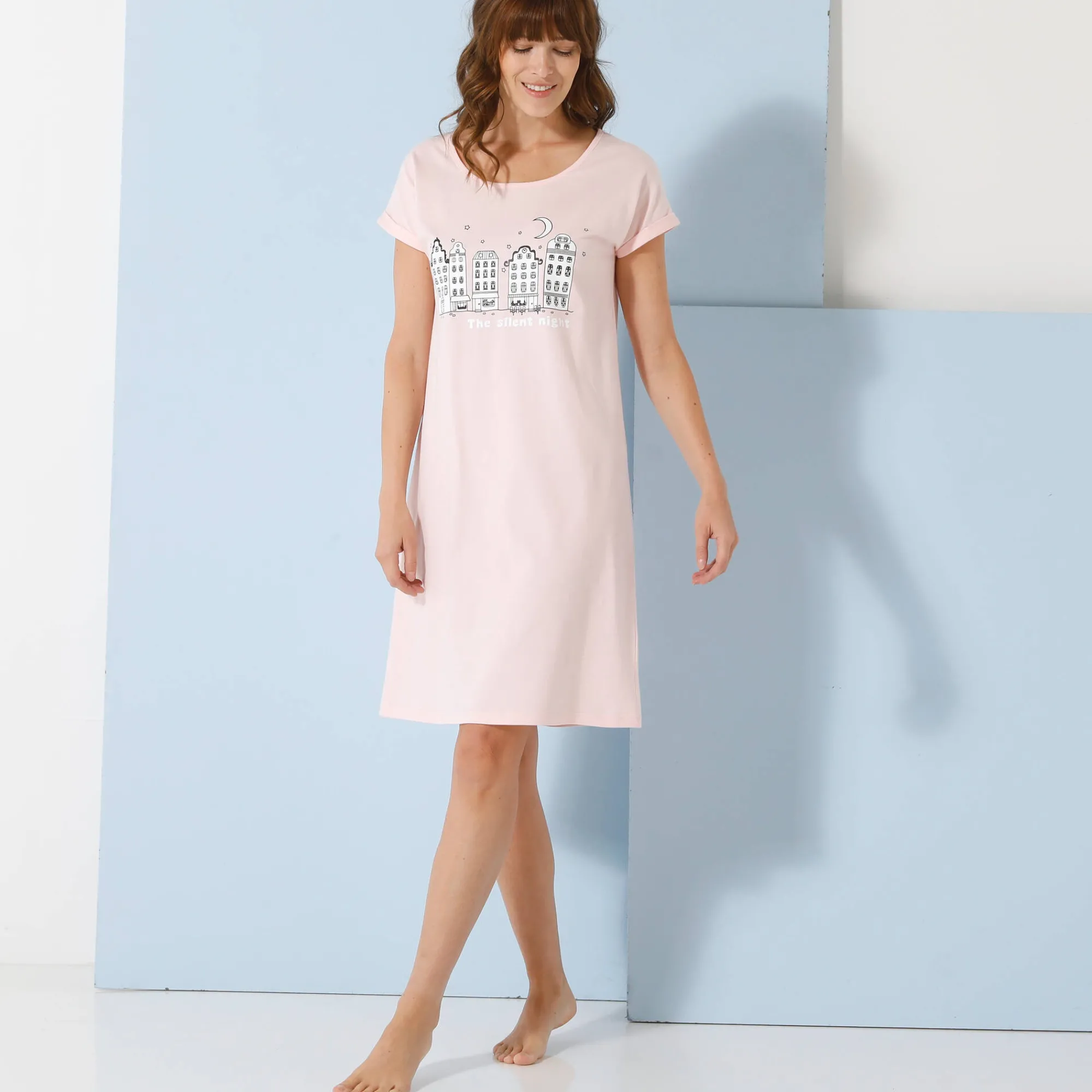 Nachthemd<Blancheporte Bigshirt - set van 2 kaki + roze
