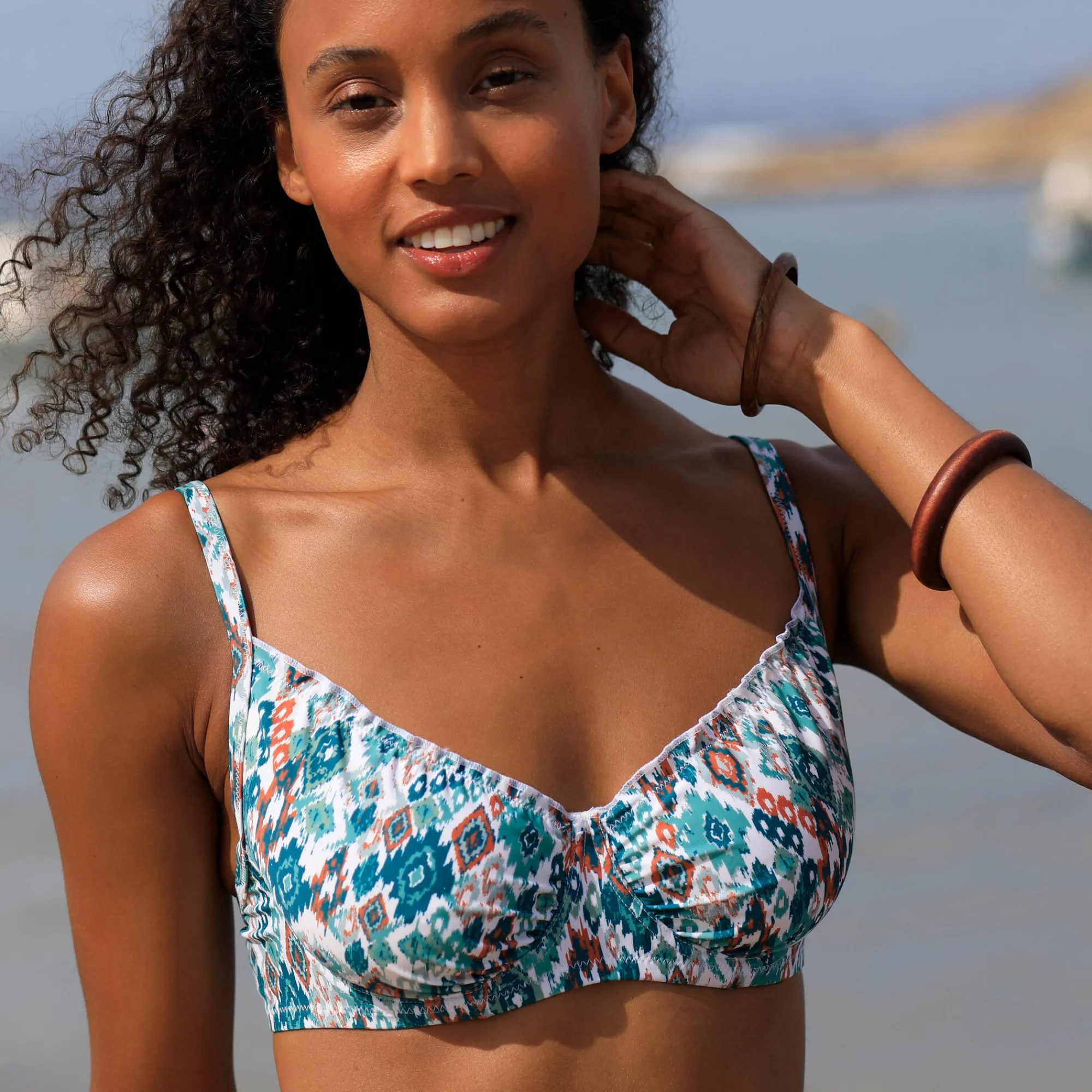 Badmode|Badmode<Blancheporte Bikinibeha met beugels Tanza - korfmodel ecru / smaragd