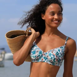 Badmode|Badmode<Blancheporte Bikinibeha met beugels Tanza - korfmodel ecru / smaragd