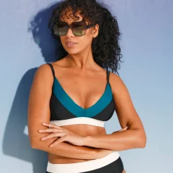 Badmode|Badmode<Blancheporte Bikinibeha met colorblock - vaste cups zwart / smaragd