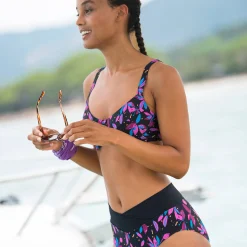Badmode|Badmode<Blancheporte Bikinislip met hoge taille Lokia - maximodel zwart / fuchsia