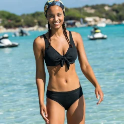 Badmode|Badmode<Blancheporte Bikinislip van gewafeld tricot in midimodel Ampoza zwart