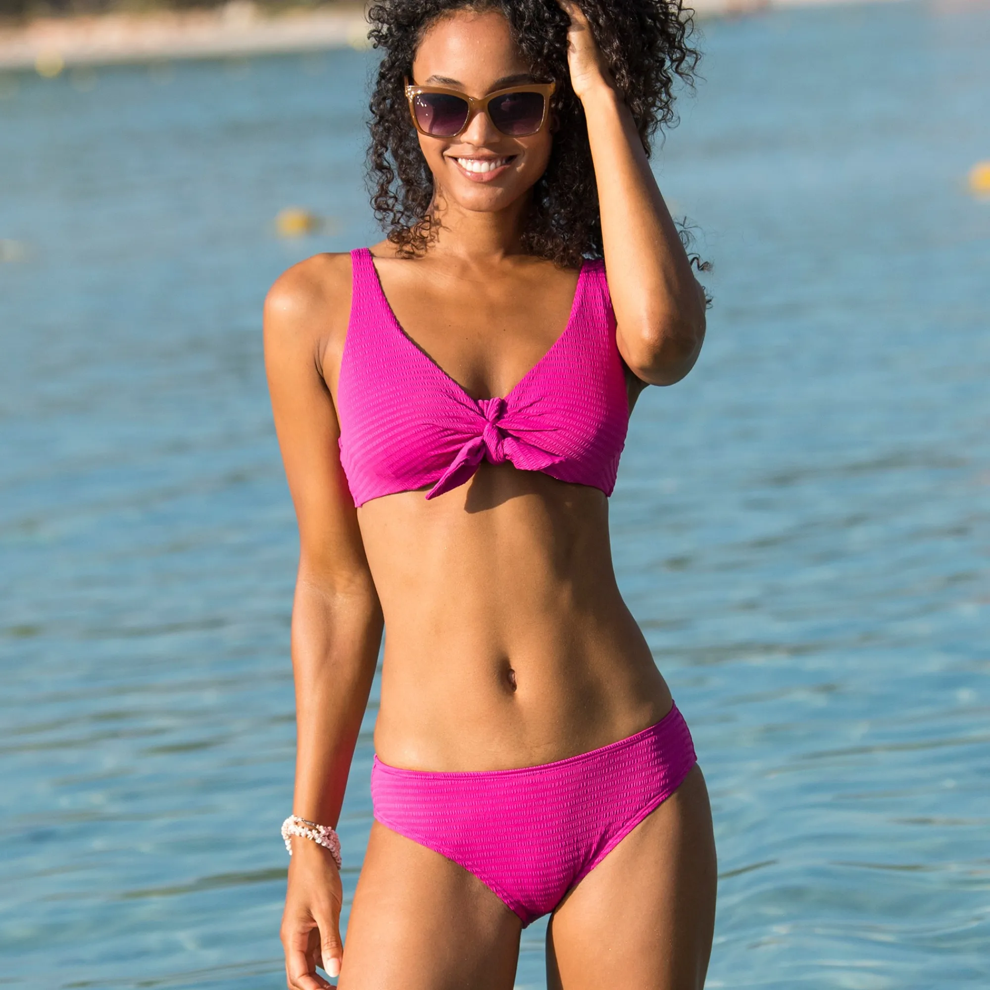 Badmode|Badmode<Blancheporte Bikinislip van gewafeld tricot in midimodel Ampoza violine
