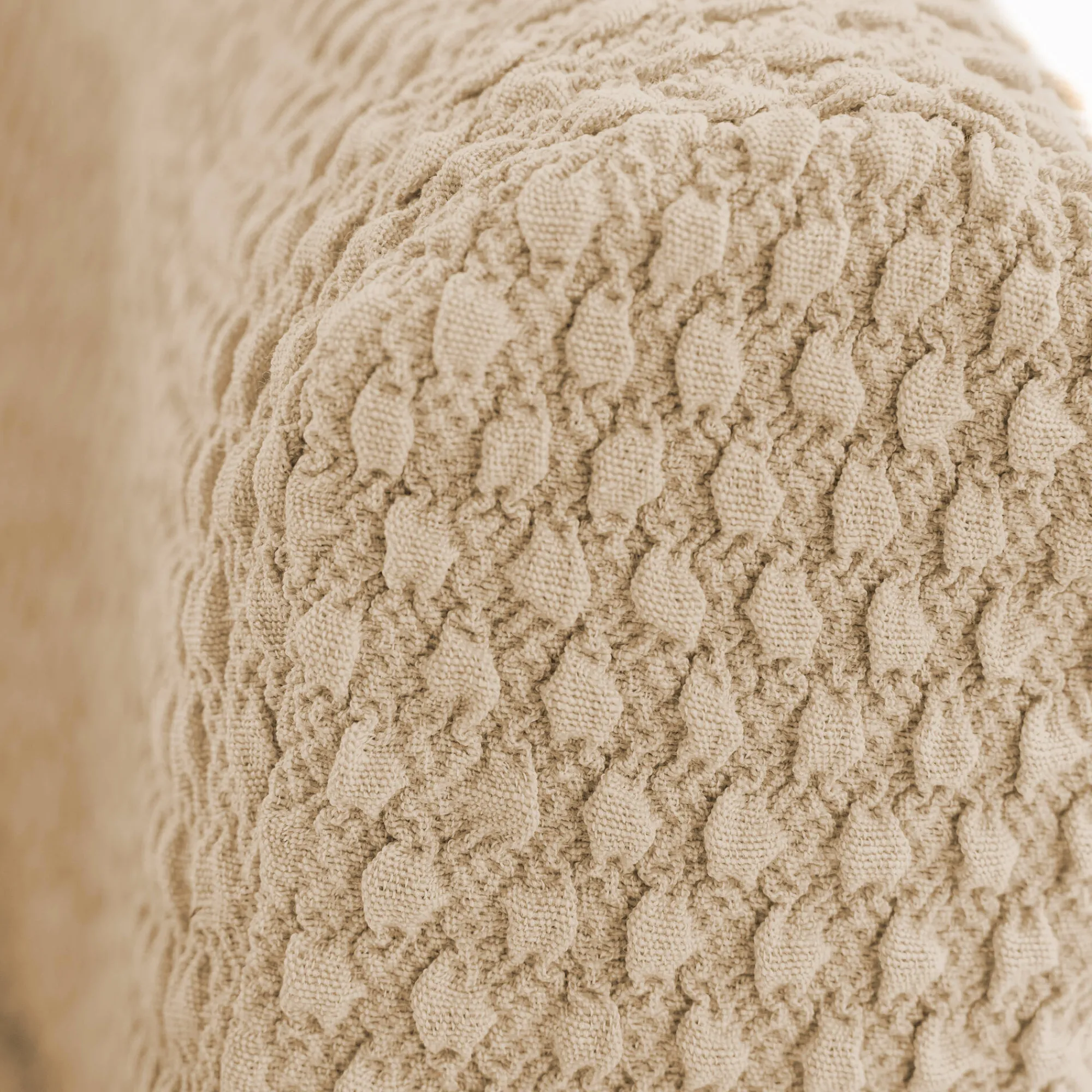 Zitbankhoes<Blancheporte Bi-rekbare, gewafelde fauteuil- en kuipzetelhoes taupe