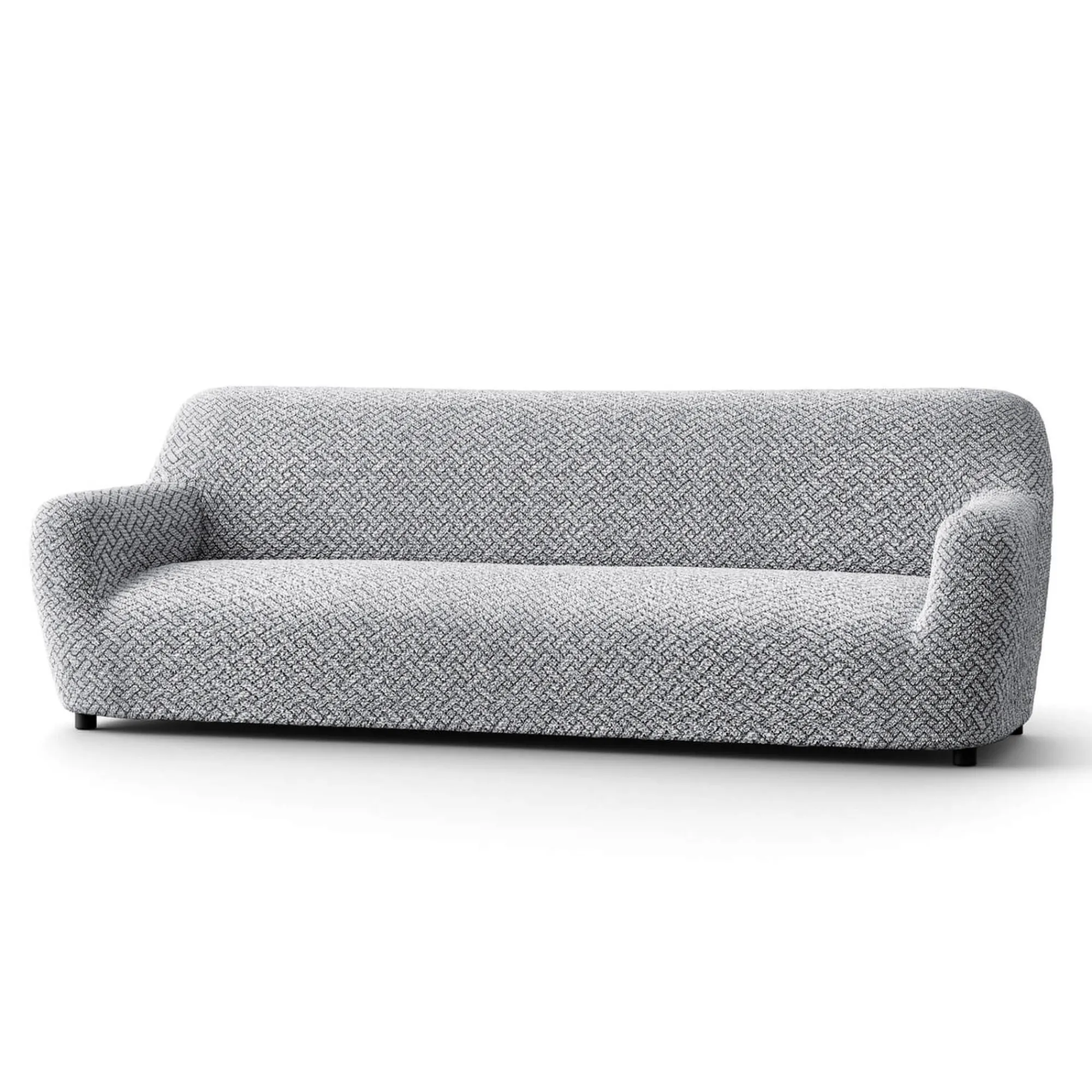 Zitbankhoes<Blancheporte Bi-rekbare, grafische hoes in gewafelde microvezel voor fauteuil en zetel grijs