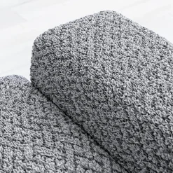 Zitbankhoes<Blancheporte Bi-rekbare, grafische hoes in gewafelde microvezel voor fauteuil en zetel grijs