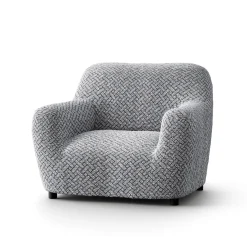 Zitbankhoes<Blancheporte Bi-rekbare, grafische hoes in gewafelde microvezel voor fauteuil en zetel grijs