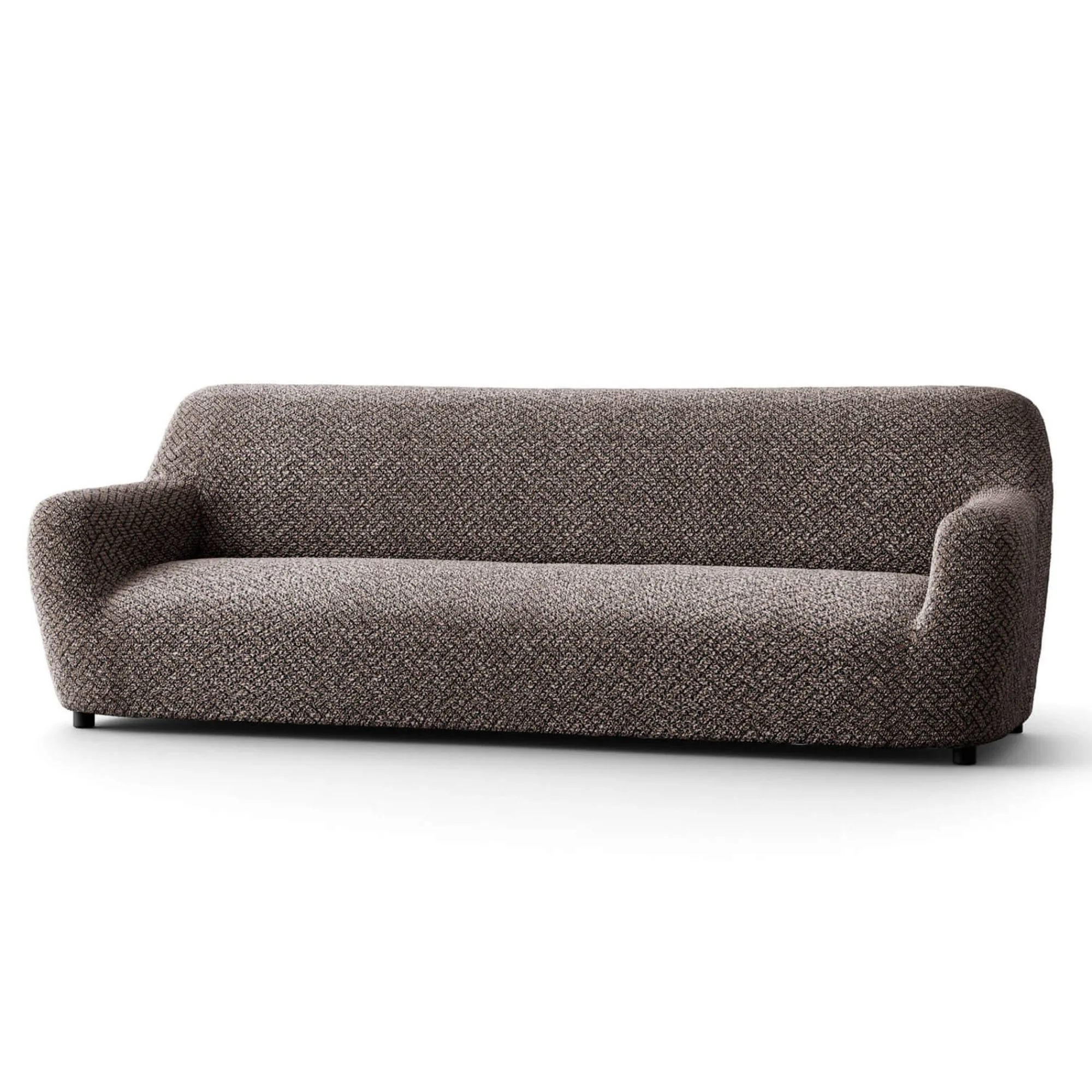 Zitbankhoes<Blancheporte Bi-rekbare, grafische hoes in gewafelde microvezel voor fauteuil en zetel chocolade