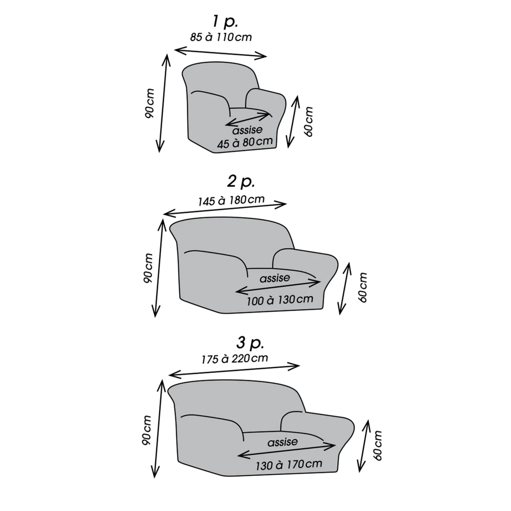 Zitbankhoes<Blancheporte Bi-rekbare, grafische hoes in gewafelde microvezel voor fauteuil en zetel chocolade