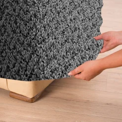 Zitbankhoes<Blancheporte Bi-rekbare hoes in microvezel, effen faux-uni effect voor fauteuil en zitbank antracietgrijs
