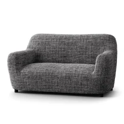 Zitbankhoes<Blancheporte Bi-rekbare hoes in microvezel, effen faux-uni effect voor fauteuil en zitbank antracietgrijs