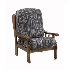 Zitbankhoes<Blancheporte Bi-rekbare hoes in microvezel met golvenprint, speciaal voor rustieke fauteuil grijs